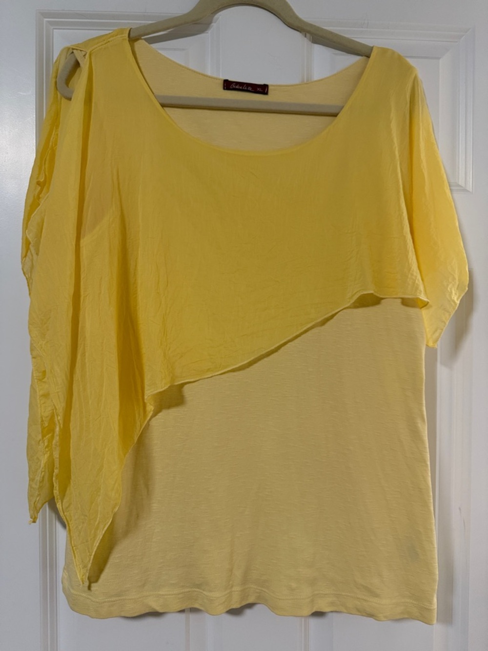 Unk Lemon Yellow Asymmetrical Layered Women's Tunic